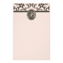 Rosa und Blumenmonogramm Browns Paisley Individuelles Büropapier