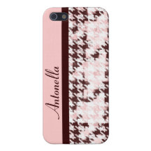 rosa und braune Collage des Hahnentrittmusters iPhone 5 Cover