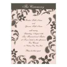 Rosa und Brown Paisley Individuelle Einladung