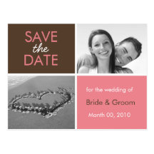 Rosa und Foto-Postkarten Browns Save the Date