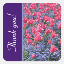Rosa und lila Blumenfeld Quadratsticker