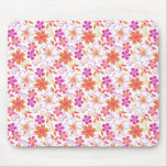 Rosa und orange tropisches Blumen-Muster Mousepad