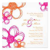 Rosa und orange wilde Blumen, die Einladung Weddin einladungen
