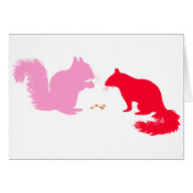 Rosa und rote Eichhörnchen Karten
