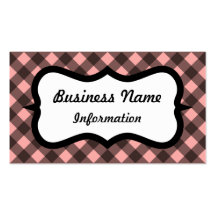 Rosa und schwarze Gingham-Visitenkarte