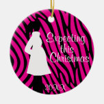 Rosa und schwarze Zebra-Schwangerschafts-Verzierun Weihnachtsbaum Ornamente