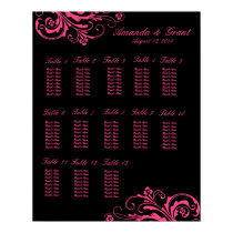 Rosa und schwarzer Chic blühen Sitzplatz-Diagramm poster
