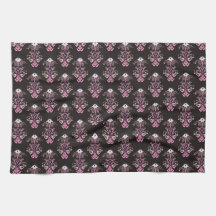 Rosa und schwarzer Damast Handtuch