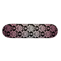 Rosa und schwarzer Damast Skateboard Bretter