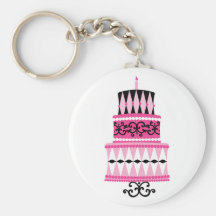 Rosa und schwarzer Party-Kuchen Schlüsselband