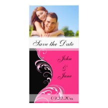 Rosa und Schwarzes blühen /photo "Save the Date " Photo Karte