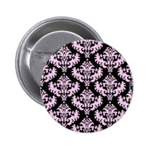 Rosa und schwarzes Damast-Muster Button