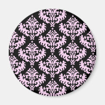 Rosa und schwarzes Damast-Muster Kühlschrankmagnet