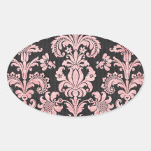 Rosa und Schwarzes verzierter fleur Chicdamast Sticker