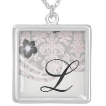 Rosa und Schwarzes verzierter fleur Chicdamast Amulett