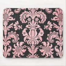 Rosa und Schwarzes verzierter fleur Chicdamast Mauspads
