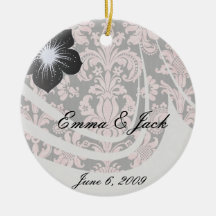 Rosa und Schwarzes verzierter fleur Chicdamast Ornament