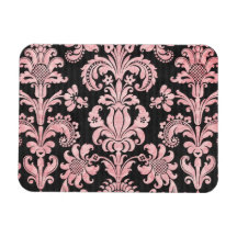 Rosa und Schwarzes verzierter fleur Chicdamast Flexibler Magnet