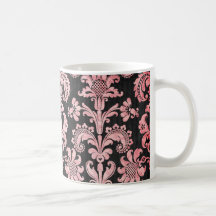 Rosa und Schwarzes verzierter fleur Chicdamast Tee Haferl