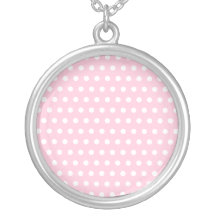 Rosa und weißes Tupfen-Muster. Spotty. Personalisierte Halskette