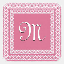 Rosa-und weißesverziertes Monogramm Aufkleber