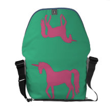 Rosa Unicorn auf tadelloser grüner Rickshaw-Bote-T Kurier Tasche