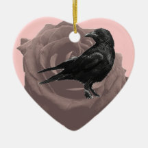 Rosa Verzierung der Rose und der Krähe Weihnachtsornament