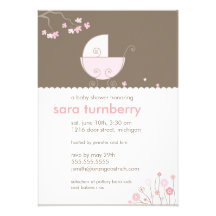 Rosa Wagen-Babyparty-Einladung