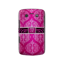 Rosa weiße Damastzebra-Streifen Blackberry Bold Case