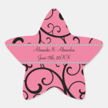 Rosa Wirbel und Diamant-Gastgeschenke Hochzeit Sticker