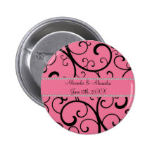 Rosa Wirbel und Diamant-Gastgeschenke Hochzeit Buttons