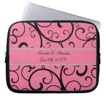 Rosa Wirbel und Diamant-Gastgeschenke Hochzeit Laptop Computer Schutzhülle