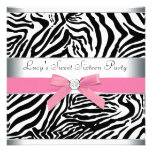 Rosa Zebra-16. Geburtstag-Geburtstags-Party Personalisierte Einladungskarten