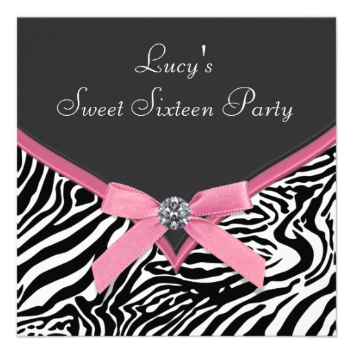 Rosa Zebra-Bonbon 16 Geburtstags-Party Einladung