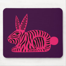 Rosa Zebra-Kaninchen Mousepad