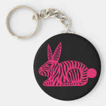Rosa Zebra-Kaninchen Schlüsselanhänger