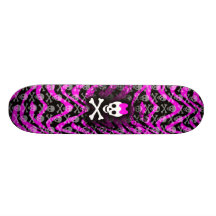Rosa Zebra-Schädel-Prinzessin Skateboard Bedrucktes Skateboard