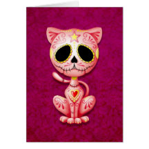 Rosa Zombie-Zuckerkätzchen Karte