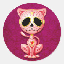 Rosa Zombie-Zuckerkätzchen Runde Sticker