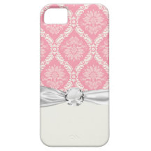 Rosa zwei und eleganter Sahnedamast iPhone 5 Schutzhüllen