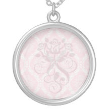 Rosa zwei und eleganter Sahnedamast Halsketten