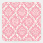 Rosa zwei und eleganter Sahnedamast Quadratsticker