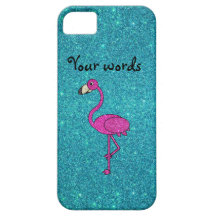 Rose Glitter-Flamingo auf türkiser iPhone 5 Hülle