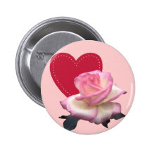 Rose und Herz Anstecknadelbutton
