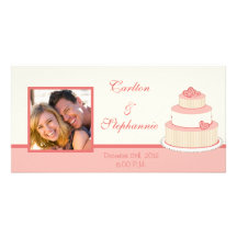 Rosen-/Creme-Hochzeits-Kuchen-Foto-Mitteilung Bild Karte