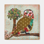 Rosen-Eulen-Vintager mit Blumenmagnet Magnete