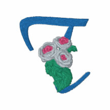 Rosen-Monogramm gesticktes Hemd des Buchstabe-T