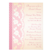 Rosen-Rosa, Elfenbein-Blumenspitze-Brautparty lade Einladungskarten
