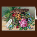 Rosen und Farne in Korb-Vintagem viktorianischem karten