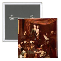 Rosenbeet Madonna durch Caravaggio Anstecknadelbuttons